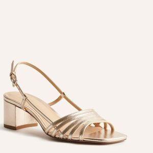 NEVER WORN Reformation Eleonora Sling Back Block Heel Sandal in Gold